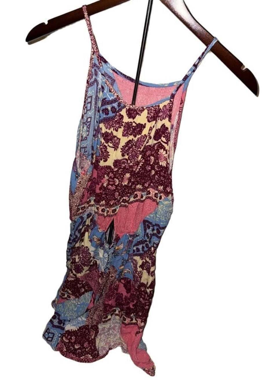 Vintage Robin-K Women's XL Patchwork Floral Print Spaghetti Strap Jumpsuit